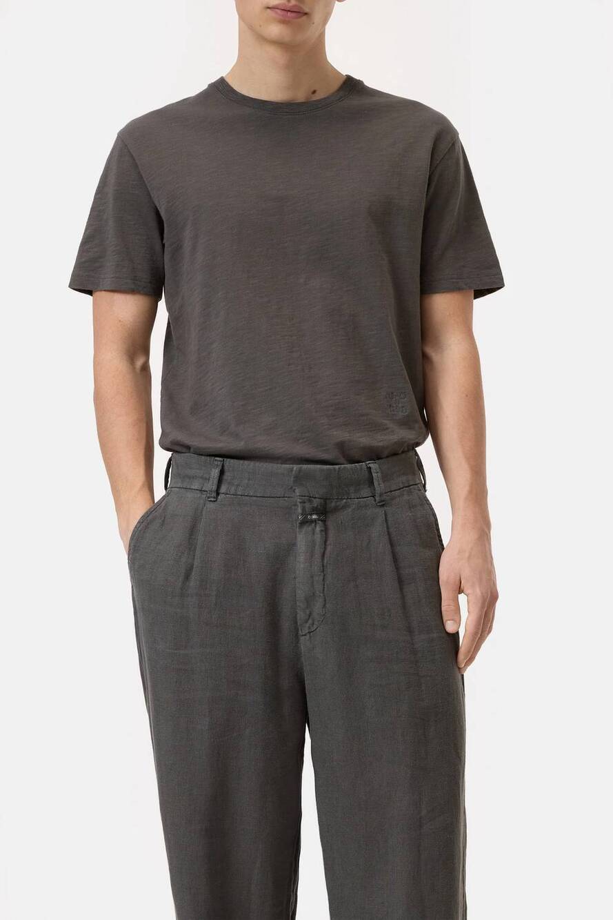 NEW CLOSED organic cotton classic slub short sleeve t-shirt in pepper grey